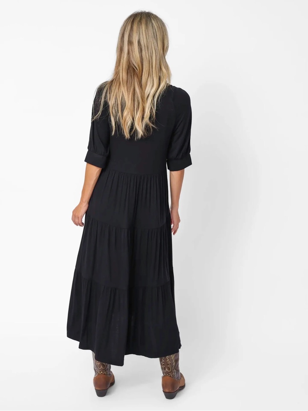 NATURAL LIFE Rebecca Black Tiered Midi Dress - Picture 2 of 4